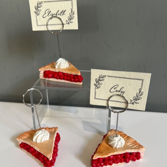 Cherry Pie Place Card Holders Set of 2 – Handmade Ceramic Table Decor Holiday - Picture 14 of 16